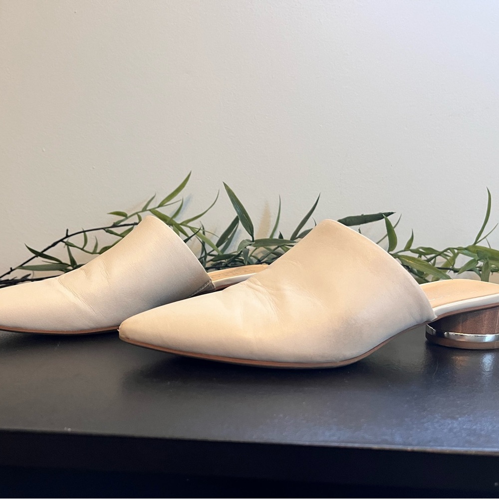 Franco Sarto Cream Leather Mules